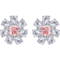 New Listing Round Brilliant Cut Gic Certification Pink Earring Stud Platinum Jewelry